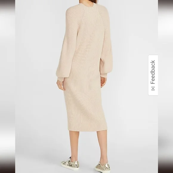 NWT Express Balloon Sleeve Midi Sweater Dress - Picture 2 of 3